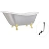Vonia Besco Otylia Glam 160, Sidabrinis+Gold, su sifonu su persipylimu Klik-klak Juodas