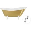 Vonia Besco Otylia Glam 170, Gold+Baltas, su sifonu Klik-klak Chrome