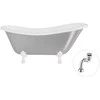Vonia Besco Otylia Glam 170, Sidabrinis+Baltas, su sifonu Klik-klak Chrome