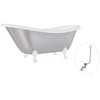 Vonia Besco Otylia Glam 170, Sidabrinis+Baltas, su sifonu su persipylimu Klik-klak Chrome