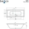 Vonia Besco Vera, 170 x 75 cm, be apdailos, su sifonu su persipylimu slim grafito
