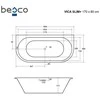Vonia Besco Vica Slim+, 170 x 80 cm, su juodu sifonu