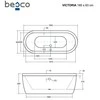 Vonia Besco Victoria, 185 x 83 cm, su sifonu su persipylimu slim chrome