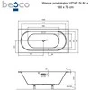 Vonia Besco Vitae Slim+, 160 x 75 cm, su chrome sifonu