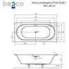 Vonia Besco Vitae Slim+, 180 x 80 cm, su chrome sifonu