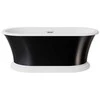 Vonia Besco Ziva Juodas&amp;Baltas, 160 x 75 cm, su sifonu su persipylimu slim chrome