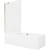 Vonia Mexen Cube su apdaila ir stiklo sienele, 180x80 cm + 100 cm, Baltas+Gold/Transparent
