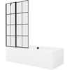 Vonia Mexen Cube su apdaila ir stiklo sienele, 170x80 cm + 100 cm, Baltas+Juodas grid