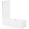 Vonia Mexen Cube su apdaila ir stiklo sienele, 180x80 cm + 80 cm, Baltas+Chrome/Transparent