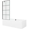 Vonia Mexen Cube su apdaila ir stiklo sienele, 170x80 cm + 80 cm, Baltas+Juodas grid