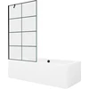 Vonia Mexen Cube su apdaila ir stiklo sienele, 170x80 cm + 100 cm, Baltas+Juodas grid