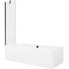Vonia Mexen Cube su apdaila ir stiklo sienele, 170x80 cm + 50 cm, Baltas+Juodas/Transparent