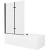 Vonia Mexen Cube su apdaila ir stiklo sienele, 180x80 cm + 120 cm (II), Baltas+Juodas/Transparent