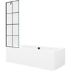 Vonia Mexen Cube su apdaila ir stiklo sienele, 170x80 cm + 60 cm, Baltas+Juodas grid