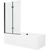 Vonia Mexen Cube su apdaila ir stiklo sienele, 170x80 cm + 100 cm (II), Baltas+Juodas/Transparent