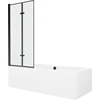 Vonia Mexen Cube su apdaila ir stiklo sienele, 180x80 cm + 80 cm (II), Baltas+Juodas frame
