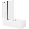 Vonia Mexen Cube su apdaila ir stiklo sienele, 180x80 cm + 120 cm, Baltas+Juodas/Transparent