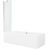 Vonia Mexen Cube su apdaila ir stiklo sienele, 170x80 cm + 50 cm, Baltas+Chrome/Transparent