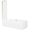 Vonia Mexen Cube su apdaila ir stiklo sienele, 170x80 cm + 50 cm, Baltas+Gold/Transparent