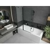 Vonia Mexen Cube su apdaila ir stiklo sienele, 170x80 cm + 120 cm, Baltas+Juodas/Transparent