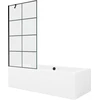Vonia Mexen Cube su apdaila ir stiklo sienele, 180x80 cm + 90 cm, Baltas+Juodas grid