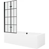 Vonia Mexen Cube su apdaila ir stiklo sienele, 180x80 cm + 80 cm (II), Baltas+Juodas grid