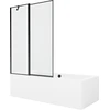 Vonia Mexen Cube su apdaila ir stiklo sienele, 180x80 cm + 120 cm, Baltas+Juodas frame