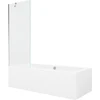 Vonia Mexen Cube su apdaila ir stiklo sienele, 170x80 cm + 70 cm, Baltas+Chrome/Transparent