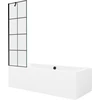 Vonia Mexen Cube su apdaila ir stiklo sienele, 180x80 cm + 60 cm, Baltas+Juodas grid