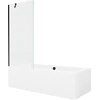 Vonia Mexen Cube su apdaila ir stiklo sienele, 170x80 cm + 80 cm, Baltas+Juodas/Transparent