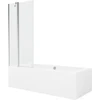 Vonia Mexen Cube su apdaila ir stiklo sienele, 170x80 cm + 80 cm, Baltas+Chrome/Transparent