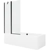 Vonia Mexen Cube su apdaila ir stiklo sienele, 170x80 cm + 100 cm, Baltas+Juodas/Transparent