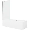 Vonia Mexen Cube su apdaila ir stiklo sienele, 170x80 cm + 80 cm, Baltas+Chrome/Transparent