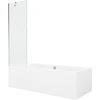 Vonia Mexen Cube su apdaila ir stiklo sienele, 180x80 cm + 60 cm, Baltas+Chrome/Transparent