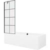 Vonia Mexen Cube su apdaila ir stiklo sienele, 180x80 cm + 70 cm, Baltas+Juodas grid