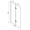 Vonia Mexen Cube su apdaila ir stiklo sienele, 180x80 cm + 100 cm, baltas+II/juodas