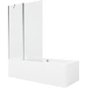 Vonia Mexen Cube su apdaila ir stiklo sienele, 180x80 cm + 120 cm, Baltas+Chrome/Transparent