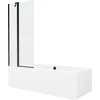Vonia Mexen Cube su apdaila ir stiklo sienele, 180x80 cm + 80 cm, Baltas+Juodas/Transparent