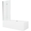 Vonia Mexen Cube su apdaila ir stiklo sienele, 180x80 cm + 80 cm (II), Baltas+Chrome/Transparent