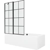 Vonia Mexen Cube su apdaila ir stiklo sienele, 170x80 cm + 120 cm, Baltas+Juodas grid