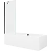 Vonia Mexen Cube su apdaila ir stiklo sienele, 180x80 cm + 70 cm, Baltas+Juodas/Transparent