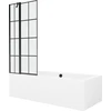 Vonia Mexen Cube su apdaila ir stiklo sienele, 180x80 cm + 80 cm, Baltas+Juodas grid