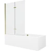 Vonia Mexen Cube su apdaila ir stiklo sienele, 180x80 cm + 120 cm (II), Baltas+Gold/Transparent