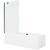 Vonia Mexen Cube su apdaila ir stiklo sienele, 180x80 cm + 90 cm, Baltas+Juodas/Transparent