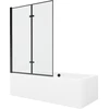 Vonia Mexen Cube su apdaila ir stiklo sienele, 180x80 cm + 120 cm (II), Baltas+Juodas frame