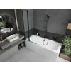 Vonia Mexen Cube su apdaila ir stiklo sienele, 170x80 cm + 80 cm, Baltas+Juodas/Transparent