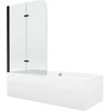 Vonia Mexen Cube su apdaila ir stiklo sienele, 170x80 cm + 80 cm, baltas+II/juodas