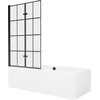 Vonia Mexen Cube su apdaila ir stiklo sienele, 170x80 cm + 100 cm (II), Baltas+Juodas grid