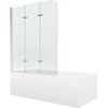 Vonia Mexen Cubik su apdaila ir stiklo sienele, 150x70 cm + 120 cm, baltas+III/fold/chrome