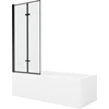 Vonia Mexen Cubik su apdaila ir stiklo sienele, 160x70 cm + 80 cm (II), Baltas+Juodas frame